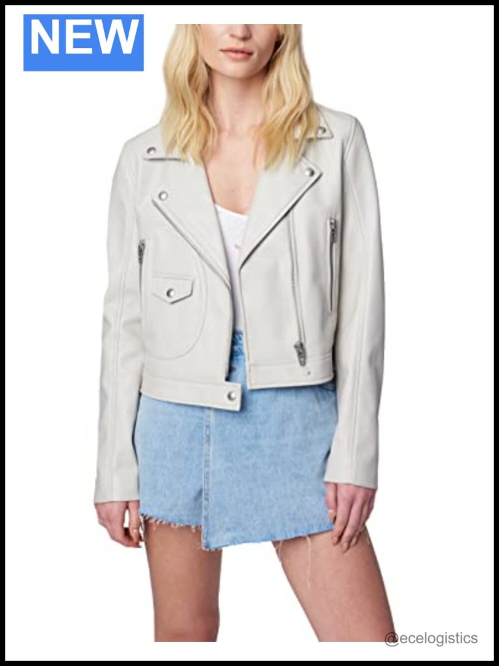 Womens Fitted Vegan Leather Moto Jacket Motorcycle